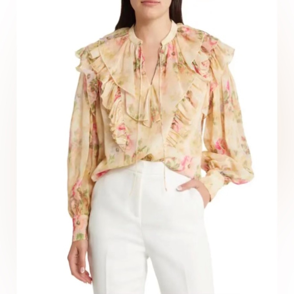New with tags! Ted Baker London Helenoh Floral Ruffle Blouse
